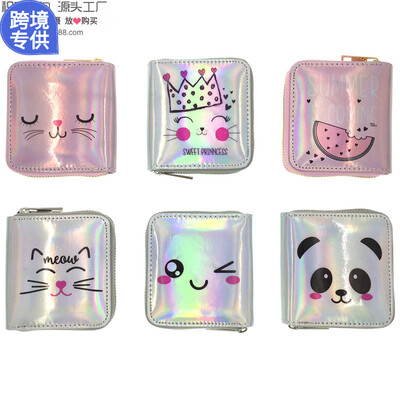 

Colorful Japan&South Korea environmental protection laser PU wallet student ladies short card package wallet coin pu