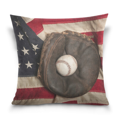 

ALAZA Throw Pillow Cover 16 X 16 inch Christmas Gift Cushion Cover with Baseball Glove Printed Pillowcase