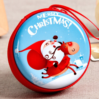 

New Year Santa Claus Mini Storage Bag Money Box For USB Cable Coin Holder As A Christmas Gifts Zipper Lock Travel Organizer