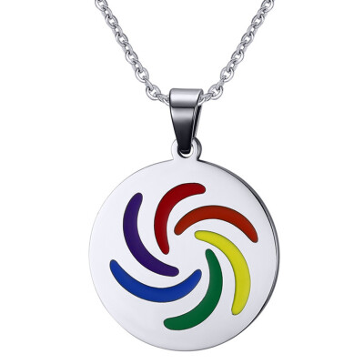 

Stainless Steel Pendant Rainbow Fashion Chain Necklace Lesbian Gay Pride Equality Tag ID Pendant Key To Heart Couple Jewelry