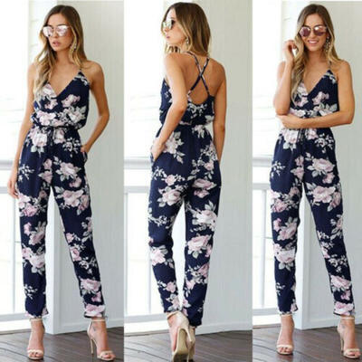 

Women Summer Playsuit Bodycon Party Floral Print Jumpsuit Romper Trousers Pants