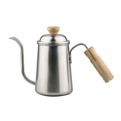 

650ml Fine Mouth Gooseneck Stainless Steel Wooden Handle Hand Drip Coffee Kettle