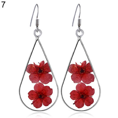 

Fashion Women Dried Flowers Dangle Ear Drops Teardrop Hook Earrings Jewelry Gift