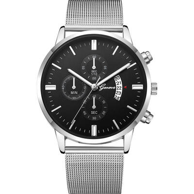 

GENEVA Fashion Military Watch Mesh Band Stainless Steel Analog Quartz Wristwatch Luxury Sport Watches Erkek Kol Saati