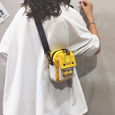 

Net red small bag female 2019 new Korean version of the wild cute mobile phone bag ins Harajuku canvas shoulder Messenger bag