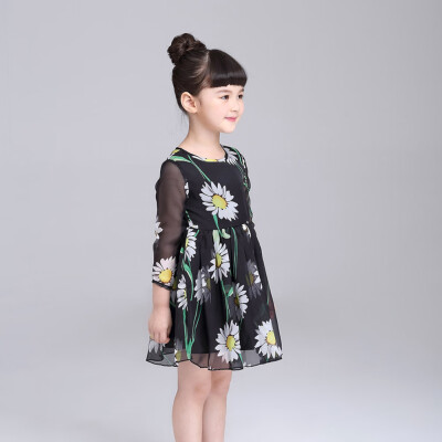 

Kids Children Girls Beautiful Daisy Printed Princess Chiffon Dress