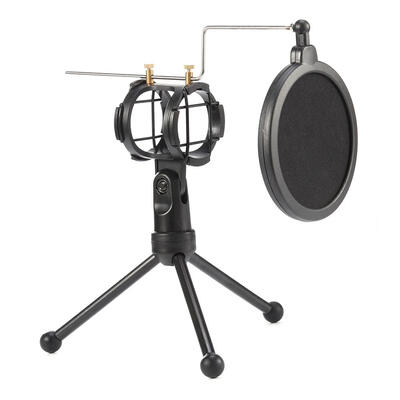 

Microphone Tripod Stand Foldable Desktop ith Shock Mount Mic Holder Clip
