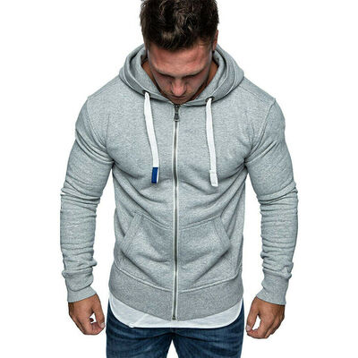

New Plain Mens Hoodie Fleece Zip Up Hoody Jacket Sweatshirt Hooded Zipper Top