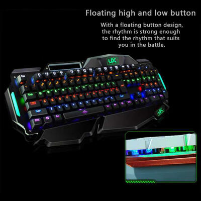 

MK915 Wired Mechanical Gaming Keyboard 104 Keys Blue Switches Rainbow Backlit Keyboard With Wrist Support For Laptop PC