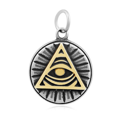 

Flat Round with All-Seeing Eye 316 Stainless Steel Pendants Antique Silver & Golden 23x19x3mm Hole 5mm
