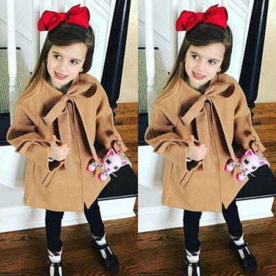 

Toddler Kids Baby Girls Winter Warm Bowknot Coat Overcoat Outwear Jacket Parka T