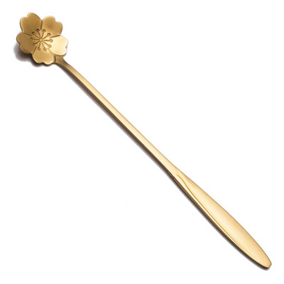 

Gold-Plated Cutlery Long Handle Flower Spoon Stainless Steel Flower Spoon Coffee Spoon