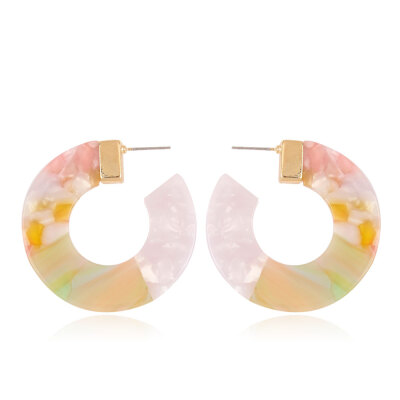 

Resin Stud Earrings with Golden Plated Alloy Findings Letter C DarkKhaki 45mm