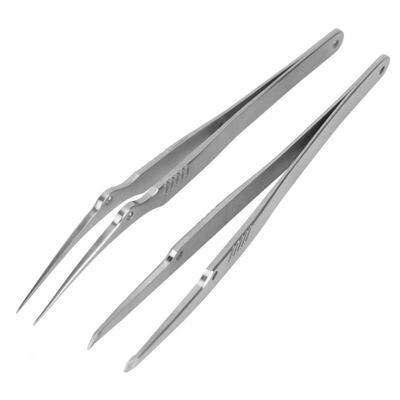 

Greensen 2Pcs Mini Stainless Steel Different Shape Tweezers Clamping Tool Kit Set