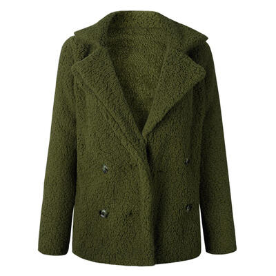 

Winter Women Fleece Coat Loose Jacket Wide Lapel Warm Outerwear with Pocket