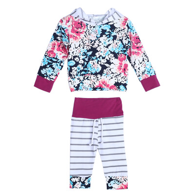 

Floral Baby Girls Long Sleeve T-shirtPants Outfits 2PCS Hooded Clothes Set