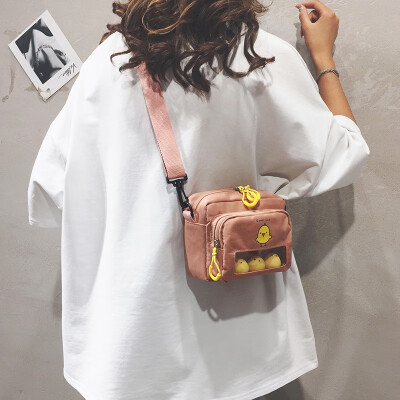 

Cartoon cute small bag female 2019 new Korean version of the wild student canvas shoulder Messenger bag foreign girl bag