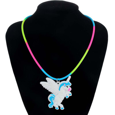 

Cute Unicorn Necklace Rainbow Silicone Girls PVC Pendant Rubber Kids Gift Great