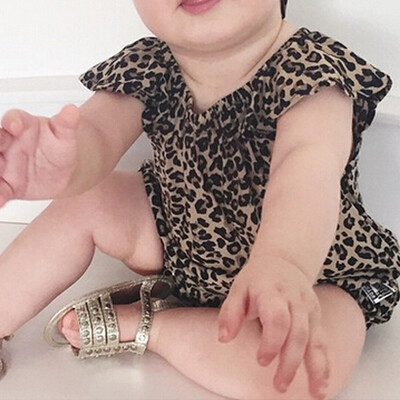 

Cute Infant Baby Girl Leopard Print Romper Bodysuit JumpsuitHeadband Clothes