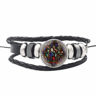 

2019 New Christian Time Gem Leather Woven Bracelet Bangle Souvenir