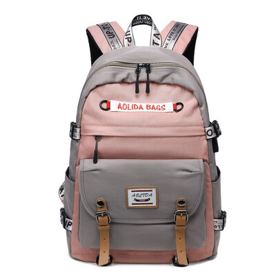 

Marsoul new solid color nylon handbag shoulder bag womens casual backpack female large capacity middle school student bag