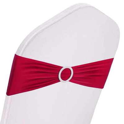 

VEVOR 100 PCS Red Stretch Wedding Chair Bands Large Occasions Stretch Chair Cover Sash Bow Spandex Chair Sash for Wedding Party Ho