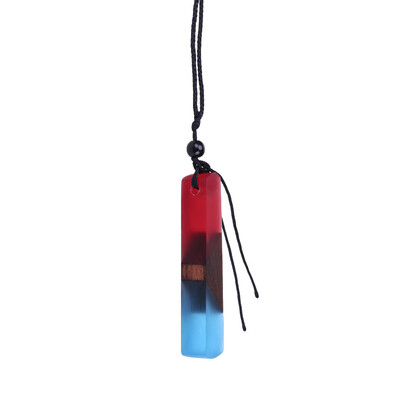 

Handmade Resin Wood Pendant Necklace Wooden Jewelry Men Women Sky 23 colors