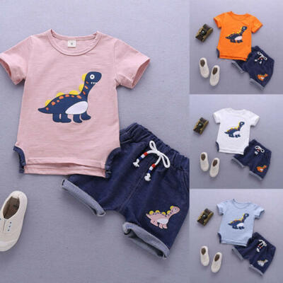 

Kids Baby Boys Dinosaur Summer Outfits Tops T-shirt Pants Shorts Clothes Set