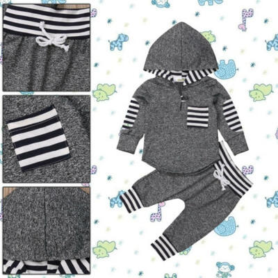 

Baby Boy Girl Infant Clothes Autumn Winter Hooded TopsPants 2PCS Set Outfits US