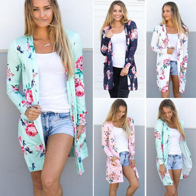 

Autumn Cardigan Loose Sweater Floral Long Sleeve Women Outwear Jacket Coat Tops