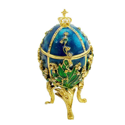 

Hand Painted Easter Egg Faberge Egg Rhinestones Jewelry Trinket Box Decor