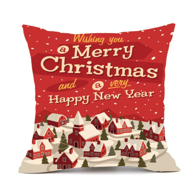 

Tailored Merry Christmas Pillow Cases Cotton Linen Sofa Cushion Cover Home Decor