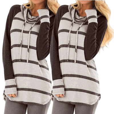 

Starmoon Fashion Womens Autumn Striped Long Sleeve Cowl Neck Top Blouse Shirt