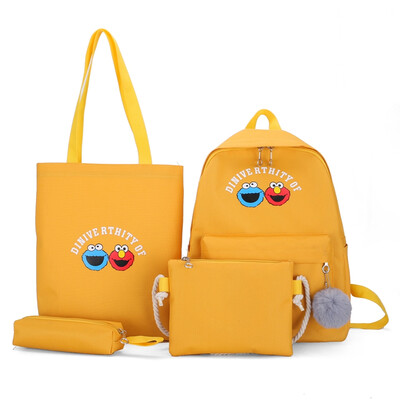 

Junior high school students college Feng Xiao fresh backpack double shoulder bag female Korean version of four pieces of sesame st