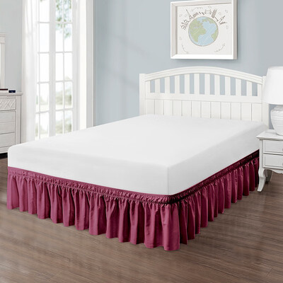 

SUPIN Three Fabric Wrap Around Bed Skirts Elastic Dust Ruffles Easy on Easy off Dust ruffled bed Skirts 14 inch Drop 7705