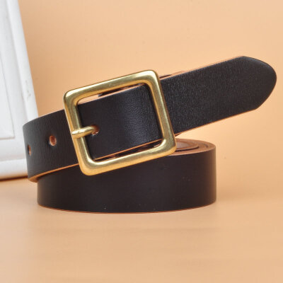 

Womens leather belt casual wild Korean gold buckle trousers belt top layer leather jeans with tide