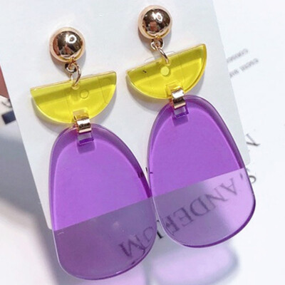 

New Multi color Long Drop Earrings Geometric Irregular Round Circle Transparent Acrylic Earrings For Women