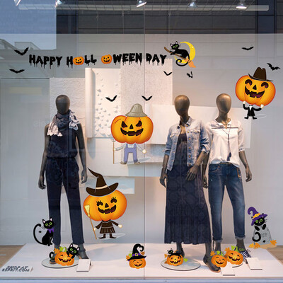 

〖Follure〗45x60cm New Halloween Pumpkin Window Door And Window Haunted House Self-Adhesive