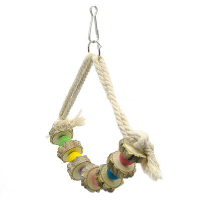 

Parrot Toy Wood Blocks Stand Bar Bird Chewing Bite Hanging Cage Swing Toys