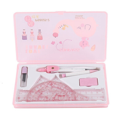 

6pcs Compass Ruler set Drawing Students With Professional Learning Stationery Drawing Tools Triangle Ruler Protractor Eraser
