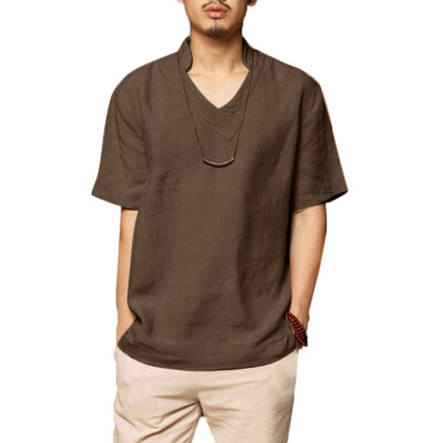 

Tailored Summer Mens Cool And Thin Breathable Collar Hanging Dyed Gradient Cotton Shirt