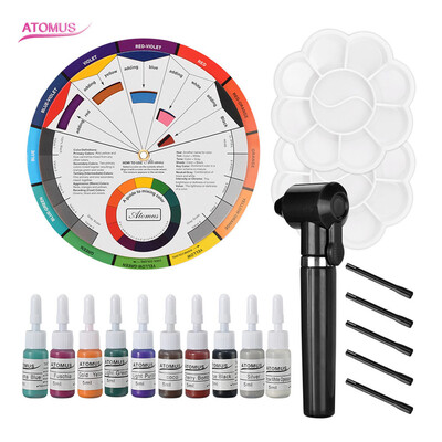 

〖Follure〗Professional Tattoo Nail Pigment 12 Color Wheel Paper Card Delivers Three