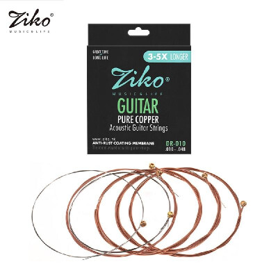 

ZIKO DR-012 Acoustic Guitar Strings Hexagon Alloy Wire Pure Copper Wound Anti-Rust Coating Membrane 6 Strings Set