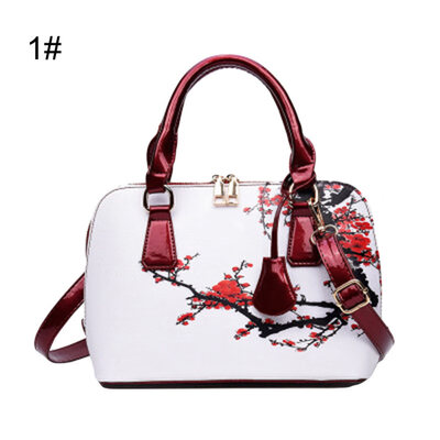 

Fashion Women Flower Printed Handbag Zip Faux Leather Crossbody Sling Shell Bag