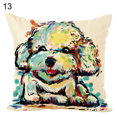

45x45cm Colored Painting Dog Throw Pillow Case Cushion Cover Sofa Bed Decor