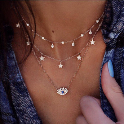 

Multi Layer Shell Pendant Necklace For Women Gold Chain Necklace Crystal Choker Necklaces Summer Bohemian Best Friend Jewelry