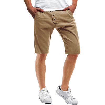 

Gobestart Mens Sport Pure Color Button Casual Loose Sweatpants Drawstring Shorts Pant