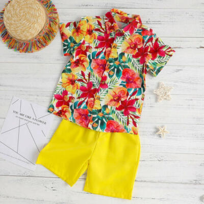 

UK Toddler Baby Boy Summer Clothes Floral Shirt Tops Shorts Pants Beach Outfit