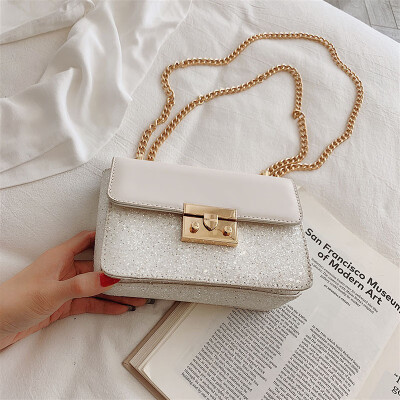 

Ins super fire sequin bag female 2019 new Korean version of the wild single shoulder slung fashion chain lock small square bag