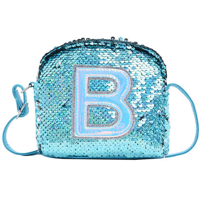 

Fashion Women B Capital Letter Sequined Zipper Small Crossbody Shoulder Bag